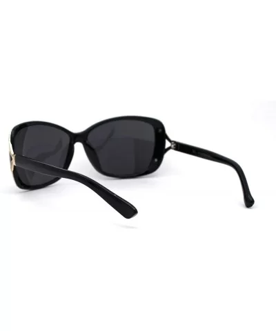 Womens Glitter Jewel Ribbon Hinge Butterfly Sunglasses - Black Gold Black - CE196U9MA0K $10.34 Butterfly