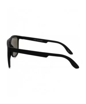 Mens Minimal Matte Sport Flat Top Rectangular Horn Sunglasses - Matte Black Blue Mirror - CK18ZCLGYQZ $6.84 Rectangular