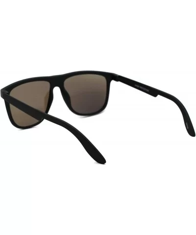 Mens Minimal Matte Sport Flat Top Rectangular Horn Sunglasses - Matte Black Blue Mirror - CK18ZCLGYQZ $6.84 Rectangular