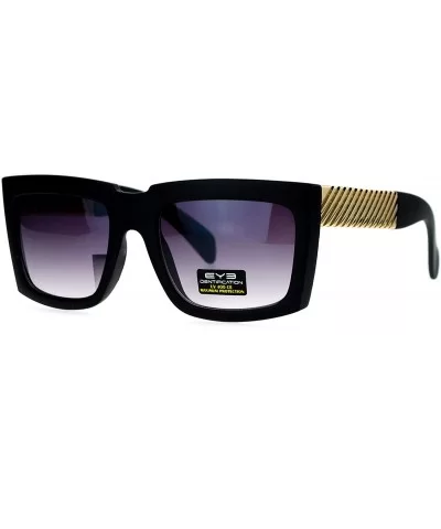 Retro Mafia Mobster Rectangular Waffle Cut Metal Chain Arm Sunglasses - Matte Black Gold - CY125RFV5VR $6.69 Rectangular