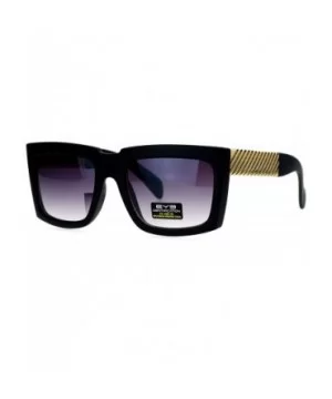 Retro Mafia Mobster Rectangular Waffle Cut Metal Chain Arm Sunglasses - Matte Black Gold - CY125RFV5VR $6.69 Rectangular