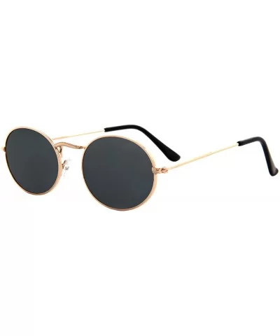 Small Oval Frame Sunglasses Men Women Vintage Classic Vintage Stylish - Gold Metal Frame / Tinted Green Lens - CE18SXQTO5R $5...