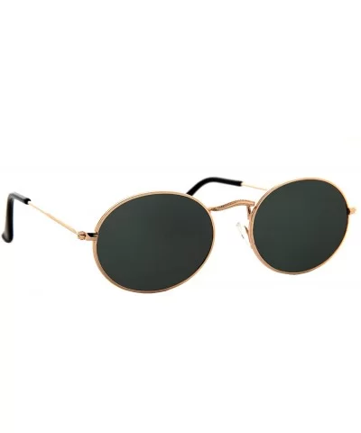 Small Oval Frame Sunglasses Men Women Vintage Classic Vintage Stylish - Gold Metal Frame / Tinted Green Lens - CE18SXQTO5R $5...