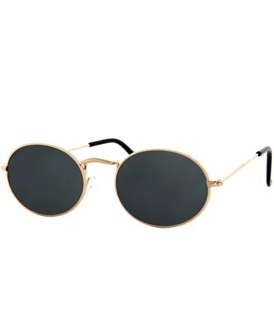 Small Oval Frame Sunglasses Men Women Vintage Classic Vintage Stylish - Gold Metal Frame / Tinted Green Lens - CE18SXQTO5R $5...