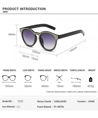 Luxury Fashion Round Sunglasses Women Brand Designer Vintage Oversized 91533Y - White Gray - C7184T5LAM5 $7.90 Oversized