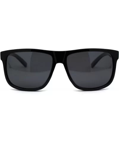 Polarized Mens Oversize Hipster Horn Rim Plastic Sunglasses - Shiny Black - CE18YZKW9EA $10.11 Rectangular