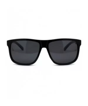 Polarized Mens Oversize Hipster Horn Rim Plastic Sunglasses - Shiny Black - CE18YZKW9EA $10.11 Rectangular