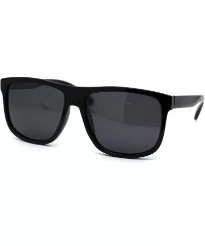 Polarized Mens Oversize Hipster Horn Rim Plastic Sunglasses - Shiny Black - CE18YZKW9EA $10.11 Rectangular