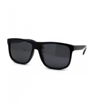 Polarized Mens Oversize Hipster Horn Rim Plastic Sunglasses - Shiny Black - CE18YZKW9EA $10.11 Rectangular