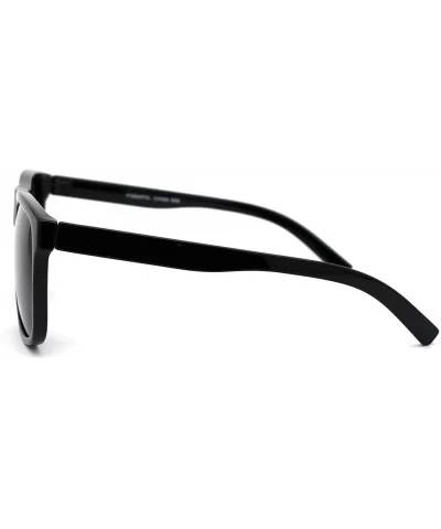 Polarized Mens Oversize Hipster Horn Rim Plastic Sunglasses - Shiny Black - CE18YZKW9EA $10.11 Rectangular