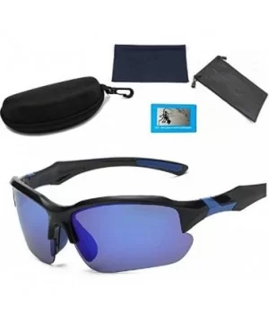 Polarized Sports Sunglasses for Men Women Cycling Driving Fishing Running Golf Outdoor UV 400 Protection - Blue - CN18OZGDYH5...