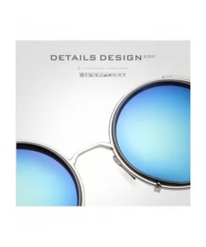 Retro Punk Round Sunglasses Leather Fashion Men and Women UV 400 Sunglasses - Gold Black - C318GMQZ53E $12.23 Round