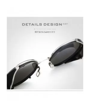 Retro Punk Round Sunglasses Leather Fashion Men and Women UV 400 Sunglasses - Gold Black - C318GMQZ53E $12.23 Round