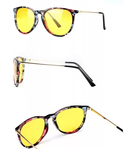 Glasses Driving Polarized Lens Rainy Indoors - Flower Frame/Polarized Yellow Lens - CS18AOICMKN $10.08 Round