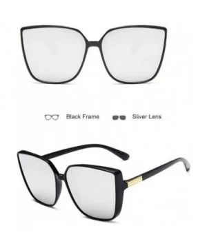 Cat Eye Sunglasses for Women Oversized Irregular Fashion Vintage Design UV400 Protection - Sliver - CH196CN9U7G $6.29 Aviator