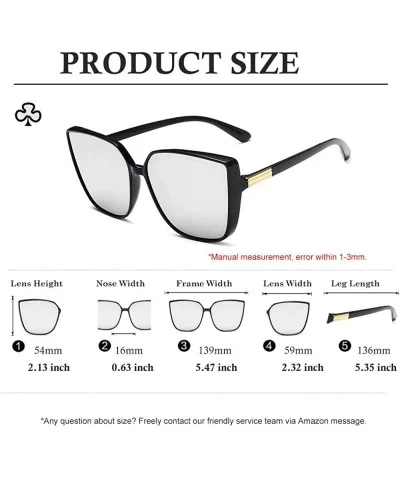 Cat Eye Sunglasses for Women Oversized Irregular Fashion Vintage Design UV400 Protection - Sliver - CH196CN9U7G $6.29 Aviator