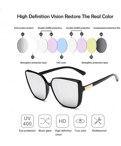 Cat Eye Sunglasses for Women Oversized Irregular Fashion Vintage Design UV400 Protection - Sliver - CH196CN9U7G $6.29 Aviator