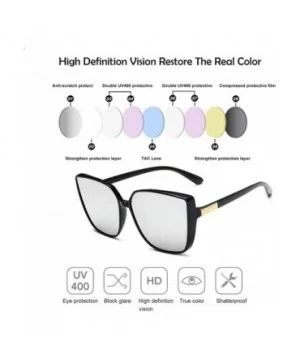 Cat Eye Sunglasses for Women Oversized Irregular Fashion Vintage Design UV400 Protection - Sliver - CH196CN9U7G $6.29 Aviator