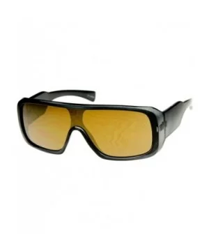 Rectangle Mono Flash Mirror Shield Lens Action Sports Sunglasses (Smoke Brown) - C711MV61U89 $6.16 Sport