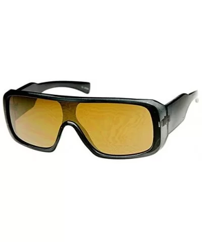 Rectangle Mono Flash Mirror Shield Lens Action Sports Sunglasses (Smoke Brown) - C711MV61U89 $6.16 Sport