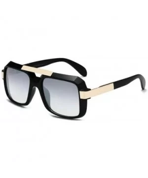 Bold Oversized Sunglasses For Women Fashion Designer Rectangle Frame Shades - Black&blue - C218M4EW9D4 $13.57 Square