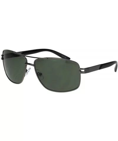 Mens Mod Rectangular Designer Metal Rim Fashion Pilots Sunglasses - Gunmetal Green - CO18IR9D27S $10.67 Rectangular