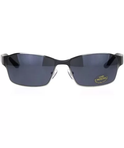 Mens 90s Classic Metal Rim Warp Around Agent Sunglasses - Silver Black - CK18QQGX2U9 $5.98 Rectangular