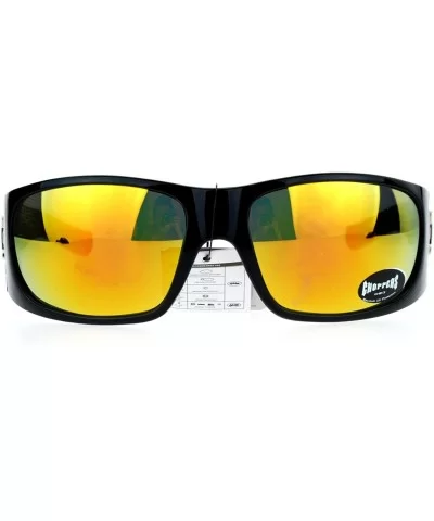 Flame Sunglasses Wrap Around Shield Frame Biker Shades UV 400 - Black Red - CN188TRO434 $6.03 Wrap