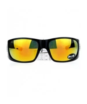 Flame Sunglasses Wrap Around Shield Frame Biker Shades UV 400 - Black Red - CN188TRO434 $6.03 Wrap