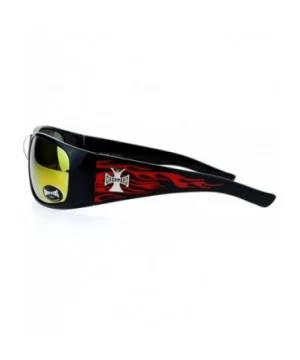 Flame Sunglasses Wrap Around Shield Frame Biker Shades UV 400 - Black Red - CN188TRO434 $6.03 Wrap