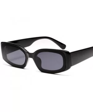 Women Rectangle Sunglasses Transparent Candy Color Sun Glasses Lady Trendy Gift - Full Black - CM18HLYRE3X $6.87 Rectangular