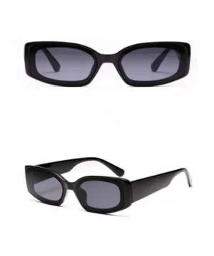 Women Rectangle Sunglasses Transparent Candy Color Sun Glasses Lady Trendy Gift - Full Black - CM18HLYRE3X $6.87 Rectangular