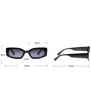 Women Rectangle Sunglasses Transparent Candy Color Sun Glasses Lady Trendy Gift - Full Black - CM18HLYRE3X $6.87 Rectangular