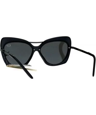 Womens Retro Unique Bat Shape Double Rim Cat Eye Sunglasses - Black Silver Mirror - CI17YYLDI03 $9.47 Cat Eye