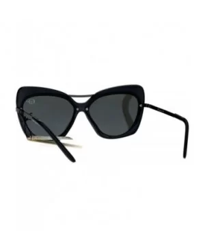 Womens Retro Unique Bat Shape Double Rim Cat Eye Sunglasses - Black Silver Mirror - CI17YYLDI03 $9.47 Cat Eye