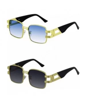 CLASSIC VINTAGE RETRO HIP HOP RAPPER Style SUNGLASSES Square Gold Frame - 2 Pack Blue and Black Gradient - CG197IRQMAS $17.16...