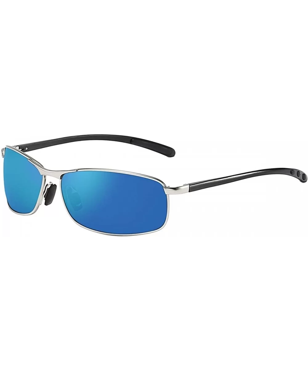 Rectangular Polarized Sunglasses Al-Mg Alloy Temple Spring Hinge UV400 - Silver - CI18CGO9XW7 $12.58 Oval