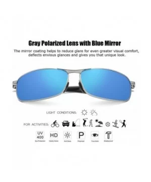 Rectangular Polarized Sunglasses Al-Mg Alloy Temple Spring Hinge UV400 - Silver - CI18CGO9XW7 $12.58 Oval