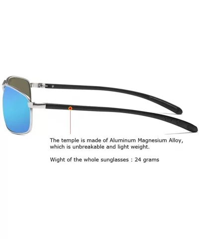 Rectangular Polarized Sunglasses Al-Mg Alloy Temple Spring Hinge UV400 - Silver - CI18CGO9XW7 $12.58 Oval