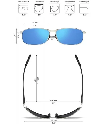 Rectangular Polarized Sunglasses Al-Mg Alloy Temple Spring Hinge UV400 - Silver - CI18CGO9XW7 $12.58 Oval