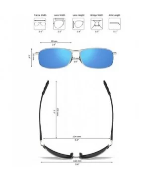 Rectangular Polarized Sunglasses Al-Mg Alloy Temple Spring Hinge UV400 - Silver - CI18CGO9XW7 $12.58 Oval