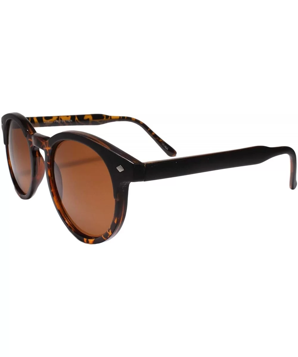 High-End Dapper Indie Vintage 80s Look Simpered Round Key Hole Sunglasses - Brown - CT199EQ0607 $11.72 Round