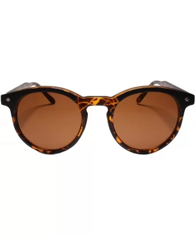 High-End Dapper Indie Vintage 80s Look Simpered Round Key Hole Sunglasses - Brown - CT199EQ0607 $11.72 Round