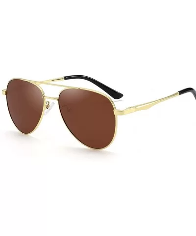 Unisex Polarized Sunglasses Classic Retro Mirror Glasses 100% UV protection - Golden-tan - CQ18W4O36MC $12.16 Oval