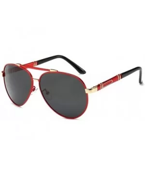 Polarizer Men's Metal Toggle Glasses Large Frame Driver'S Sunglasses - Red Gold Frame Grey Piece - CZ18TILRSLD $6.03 Goggle