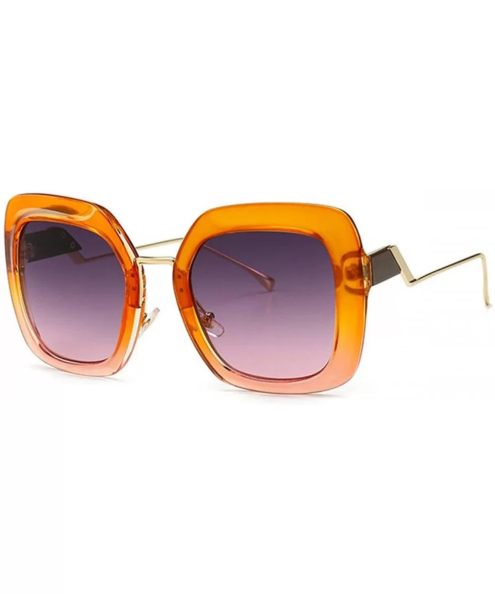 Fashion Large Frame Cat Sunglasses Lady Vintage Square Gradient Sun Glasses UV400 - Orange - C818RH67H46 $8.71 Square