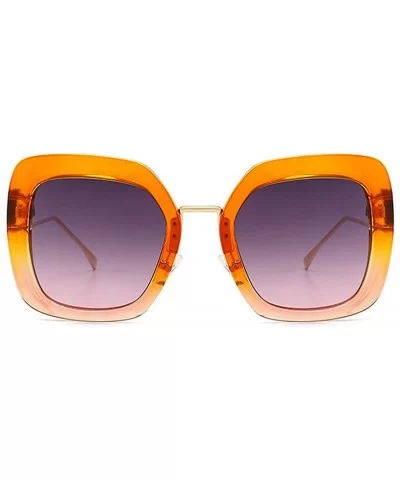 Fashion Large Frame Cat Sunglasses Lady Vintage Square Gradient Sun Glasses UV400 - Orange - C818RH67H46 $8.71 Square