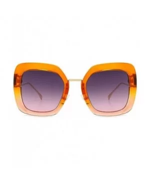 Fashion Large Frame Cat Sunglasses Lady Vintage Square Gradient Sun Glasses UV400 - Orange - C818RH67H46 $8.71 Square