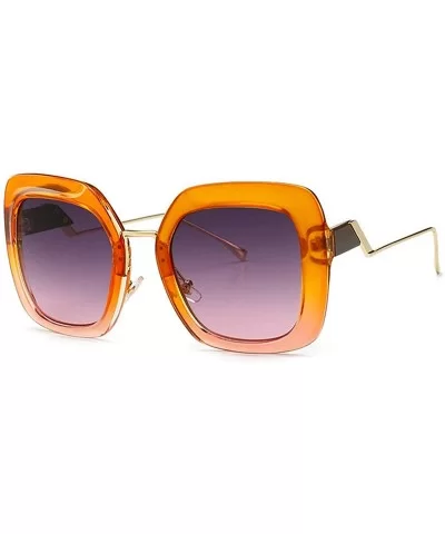 Fashion Large Frame Cat Sunglasses Lady Vintage Square Gradient Sun Glasses UV400 - Orange - C818RH67H46 $8.71 Square