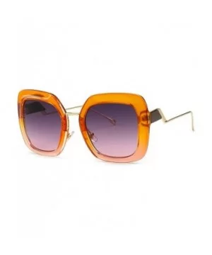 Fashion Large Frame Cat Sunglasses Lady Vintage Square Gradient Sun Glasses UV400 - Orange - C818RH67H46 $8.71 Square